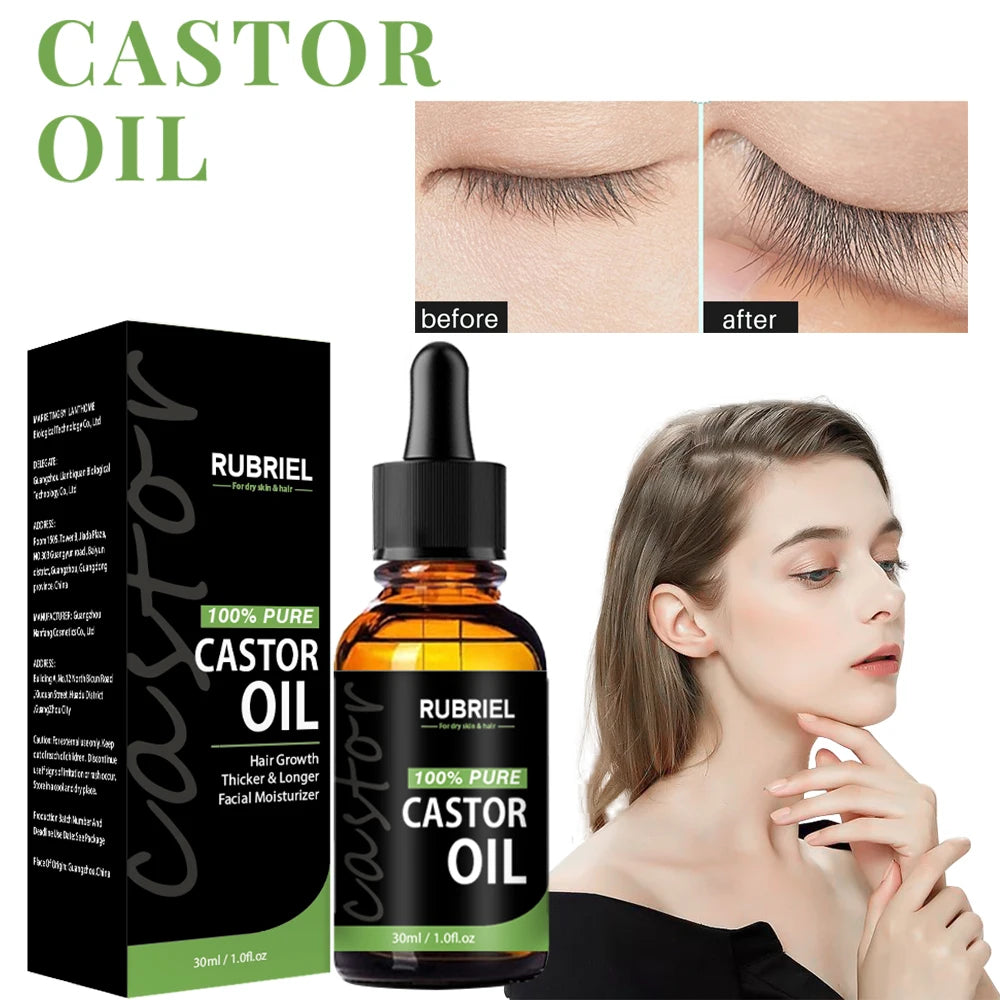 30ML Castor Oil for Eyelash Growth Serum 7 Days Natural Eyelashes and Hair Enhancer Thicker Longer Lift Makeup Eye Care Products