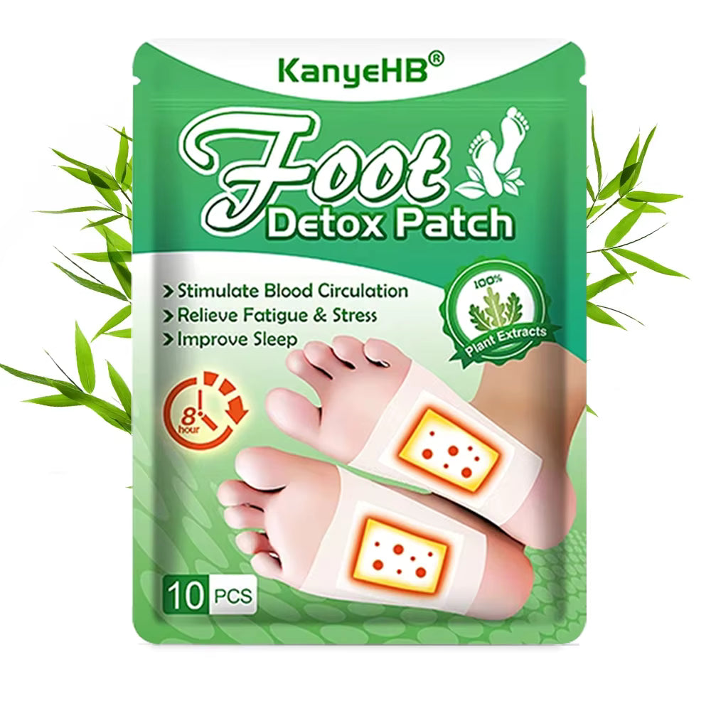 10-pack Djupverkande Detox Fotplåster – Bambu, Ingefära & Vinäger