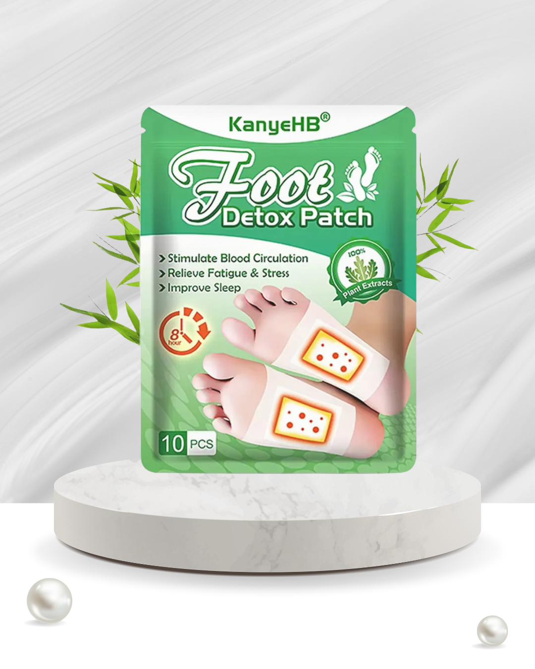 10-pack Djupverkande Detox Fotplåster – Bambu, Ingefära & Vinäger